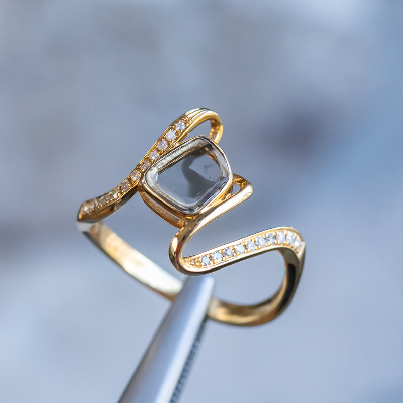Slice Rings Rustic Diamond Slice Ring in 18k Yellow Gold – Anueva Jewelry