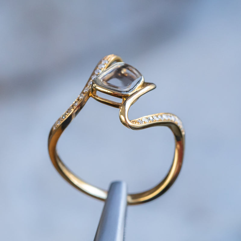 Slice Rings Rustic Diamond Slice Ring in 18k Yellow Gold – Anueva Jewelry