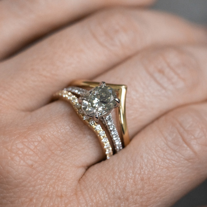 Glacial Flow- Gold and French Set Diamond Ring Jacket in Solid Recycled 14k Gold