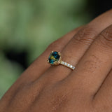 1.79ct Round Parti Madagascar Sapphire Solitaire with Diamonds in 18k Satin Yellow Gold