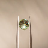 1.50CT ROUND PRECISION CUT MONTANA SAPPHIRE, LIGHT TEAL GREEN BLUE, 6.80X4.49MM