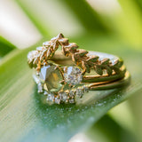1.02ct Rosecut Green Diamond and 0.27ct Antique Old Mine Cut Diamond Ring in 18k Yellow Gold