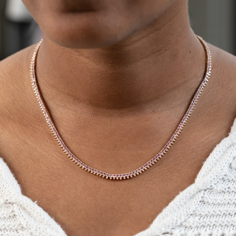 Sweetheart Deluxe Tennis Necklace | Blush Pink | Silver – Valentina-Rose