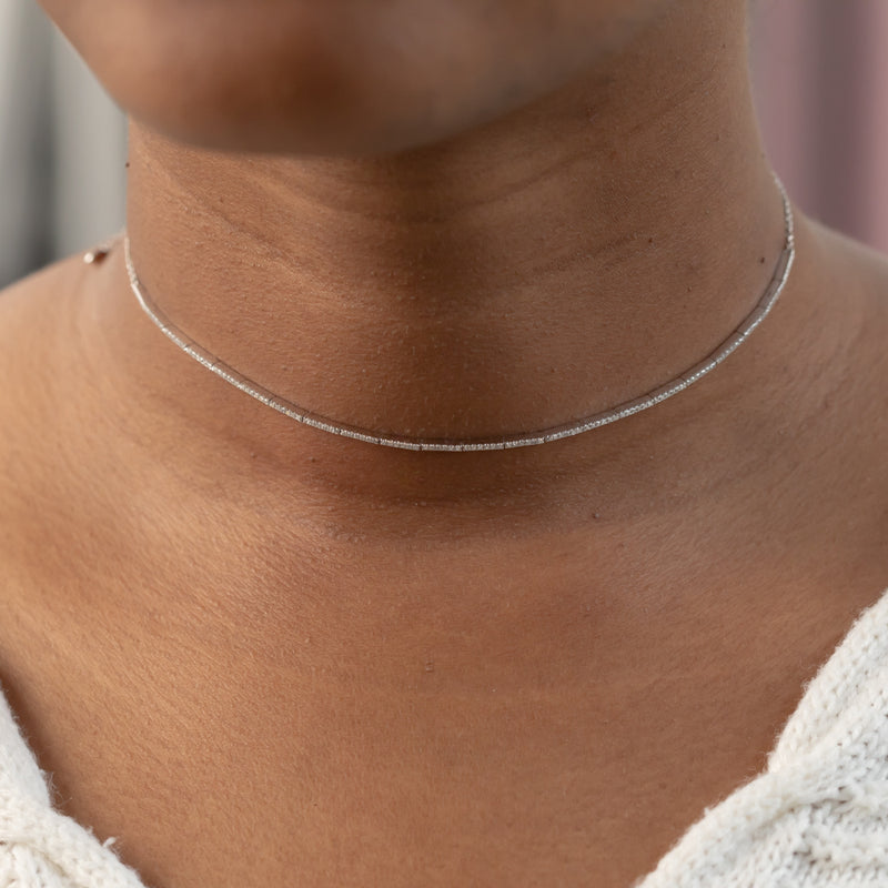 Bolo Style 14k White Gold and Dainty Diamond Choker – Anueva Jewelry