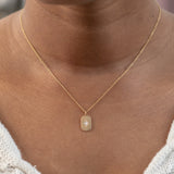Mini North Star Diamond Dog Tag Necklace in 14k Yellow Gold