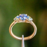 1.07ct Round Ceylon Sapphire and 3.8MM Round Sapphires Three Stone Ring in 14K Yellow Gold