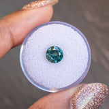 2.14CT ROUND AFRICAN SAPPHIRE, COLOR SHIFTING TEAL GREEN TO GRAY, 7.25X5.22MM