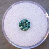 2.14CT ROUND AFRICAN SAPPHIRE, COLOR SHIFTING TEAL GREEN TO GRAY, 7.25X5.22MM