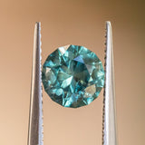 2.14CT ROUND AFRICAN SAPPHIRE, COLOR SHIFTING TEAL GREEN TO GRAY, 7.25X5.22MM