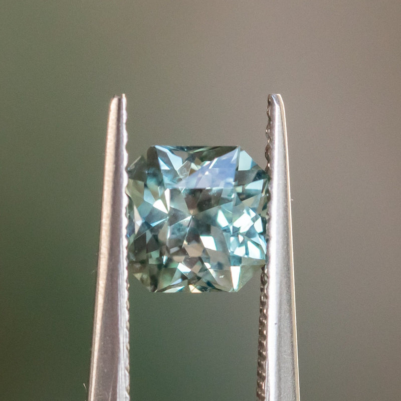 1.41CT SQUARE RADIANT MONTANA SAPPHIRE, MINTY GREEN AND BLUE, 5.99X5.98X4.58MM