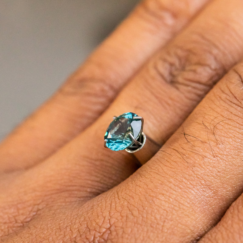 1.94CT OVAL PRECISION CUT MONTANA SAPPHIRE, GREENISH BLUE, 7.8X6.5MM