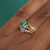 0.99ct Teal Moissanite Evergreen Solitaire Ring in 14k Yellow Gold