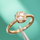 0.88ct Rosecut Moissanite Low Profile Six Prong Evergreen Solitaire in 14k Yellow Gold