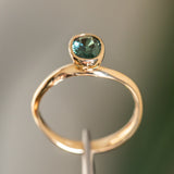 0.92ct Oval Sapphire Bezel Set Ring with Organic Alluvial Band In 14k Yellow Gold