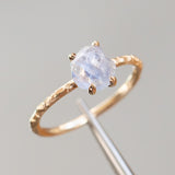 1.41ct Rough Montana Sapphire ring in Dainty 14k Yellow Gold Evergreen Setting