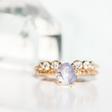 1.41ct Rough Montana Sapphire ring in Dainty 14k Yellow Gold Evergreen Setting