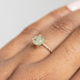 1.39ct Rough Montana Sapphire ring in Dainty 14k Yellow Gold Evergreen Setting