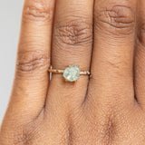 1.39ct Rough Montana Sapphire ring in Dainty 14k Yellow Gold Evergreen Setting