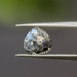 1.78CT ROSECUT FAT PEAR SALT AND PEPPER DIAMOND, CLEAR WITH EARTHY INCLUSIONS, 8.64X8.45X3.06MM