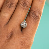 1.78CT ROSECUT FAT PEAR SALT AND PEPPER DIAMOND, CLEAR WITH EARTHY INCLUSIONS, 8.64X8.45X3.06MM