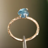 1.43ct Rough Montana Sapphire ring in Dainty 14k Yellow Gold Evergreen Setting