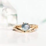 1.43ct Rough Montana Sapphire ring in Dainty 14k Yellow Gold Evergreen Setting