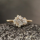 1.16ct Round Salt And Pepper Diamond Asymmetrical Cluster Ring In 14k Yellow Gold