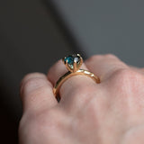 1.44ct Teal Precision Cut Montana Sapphire Evergreen Six Prong Solitaire in 18k Yellow Gold