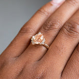 1.25ct Oval Sunstone Asymmetrical Evergreen Cluster Ring In 14k Yellow Gold