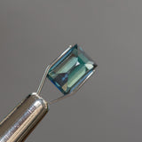 2.01ct MADAGASCAR BAGUETTE SAPPHIRE, PARTI TEAL WITH SEAFOAM, 7.69X5.25X4.29MM, UNHEATED