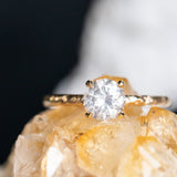 1.01ct Round Grey Diamond Evergreen Carved Solitaire Ring in 18k Yellow Gold