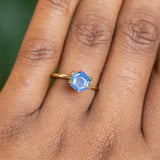 1.53CT HEXAGON AFRICAN SAPPHIRE, SILKY OPALESCENT PERIWINKLE BLUE, 7.40X7.56X4.03MM.