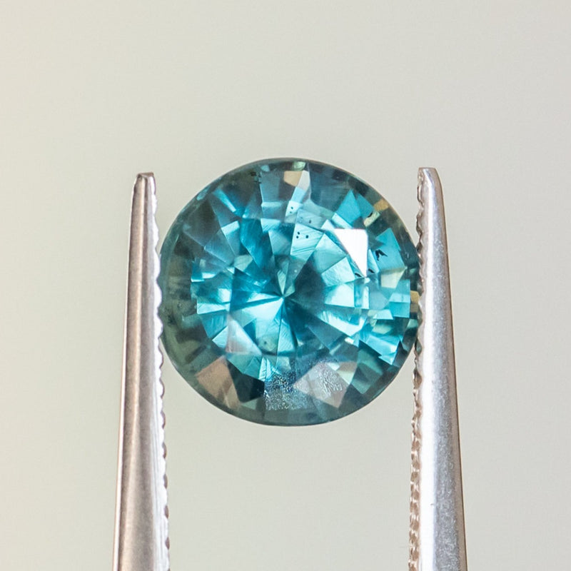 2.22CT Round Sri Lanka Sapphire, Teal Green, 7.39x5.48MM