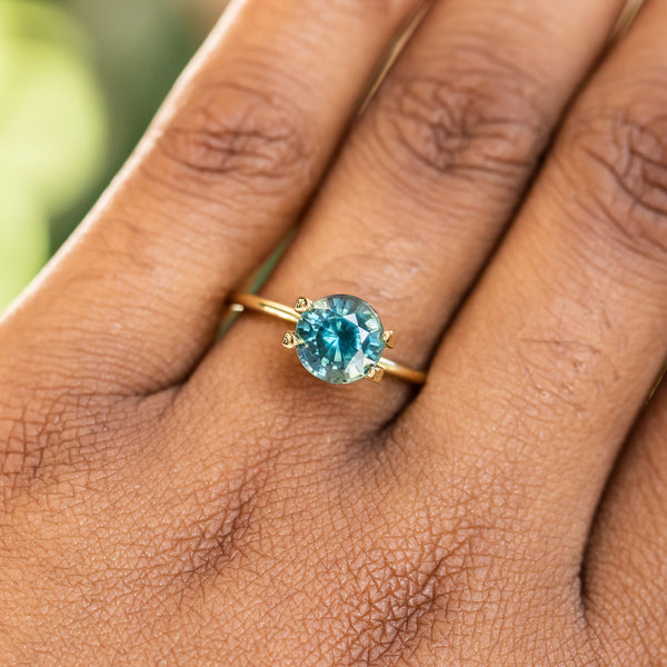 2.22CT Round Sri Lanka Sapphire, Teal Green, 7.39x5.48MM
