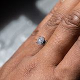 0.97CT ROUND BRILLIANT SALT & PEPPER DIAMOND, GREY WHITE WITH SPECKLES, 6.01X4.24MM