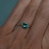 0.80ct Deep Teal Parti Australian Sapphire Evergreen Solitaire Ring in 14k Yellow Gold
