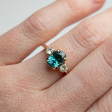 2.50ct Teal Blue Montana Sapphire and Diamond Three Stone Ring in 14k Yellow Gold