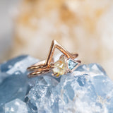 1.05ct Kite Rosecut Diamond Double Prong and Shield Sapphire Low Profile Ring in 14k Rose Gold
