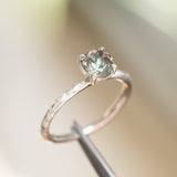 0.98ct Round Oregon Sunstone Solitaire Ring in Satin Sterling Silver with Evergreen Texture