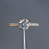 1.53ct Round Grey Diamond and French Set Double Prong Solitaire in 14k Yellow Gold