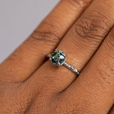 1.29ct Round Tanzanian Sapphire Evergreen Solitaire in 14k White Gold