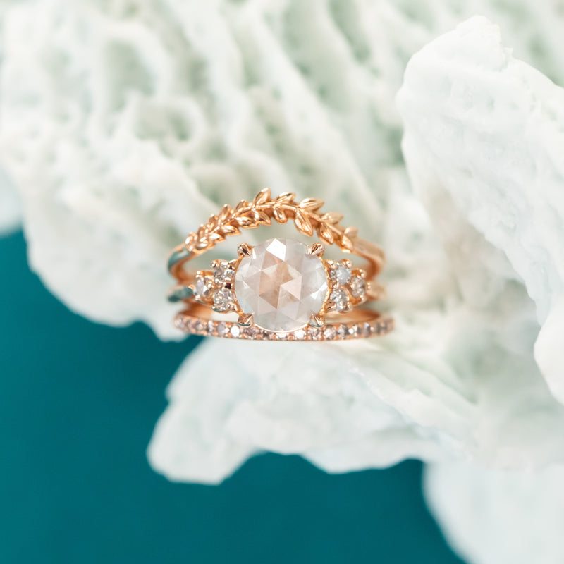 2.44ct White Rosecut Diamond Cluster ring in 18k Rose Gold