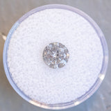 1.69CT ROUND SALT AND PEPPER DIAMOND, LIGHT GREY OPALESCENT, 7.55X4.51MM