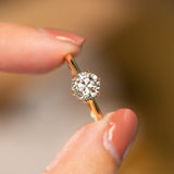 1.30ct Round Crown Jubilee® Cut Diamond 6-Prong Low Profile Ring in 18K Yellow Gold