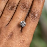2.02CT ROUND SALT AND PEPPER DIAMOND, MEDIUM GREY WITH BLACK AND SILVER GLOW, 7.88X5.0MM