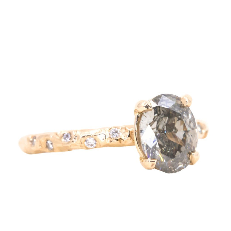 1.64ct Oval Grey Diamond Evergreen with Embedded Diamonds in 14k Yello –  Anueva Jewelry