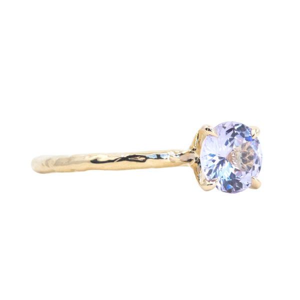 0.99ct Round Lilac Sapphire Evergreen Solitaire Ring in 14k Yellow Gold