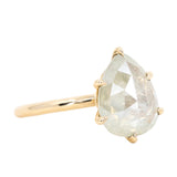 3.48ct Pear Shaped Rosecut Creamy White Diamond in Recycled 18k Yellow Gold Lotus Six Prong Solitaire