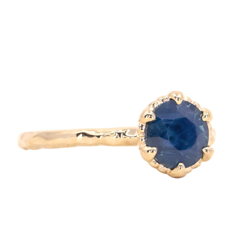 1.31ct Round Sapphire Scallop Cup Solitaire in 14k Yellow Gold
