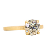 1.71ct Round Fancy Dark Green/Grey Diamond Flat Band 4 Prong Solitaire in 18k Yellow Gold